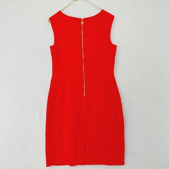 Ellen Tracy Cherry Red Sheath Key Hole Gold Hardware Waist Detail Dress P2039 - Picture 4 of 9